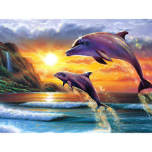 Load image into Gallery viewer, Sunset Dolphin 30*40CM(Canvas) Full Round Drill Diamond Painting