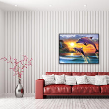 Load image into Gallery viewer, Sunset Dolphin 30*40CM(Canvas) Full Round Drill Diamond Painting