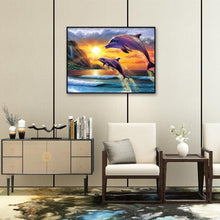 Load image into Gallery viewer, Sunset Dolphin 30*40CM(Canvas) Full Round Drill Diamond Painting