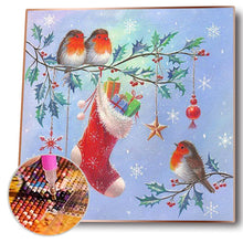 Load image into Gallery viewer, Birds Christmas Stockings 30*30CM(Canvas) Full Round Drill Diamond Painting