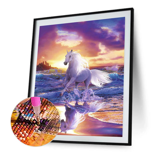 White Horse 30*40CM(Canvas) Full Round Drill Diamond Painting