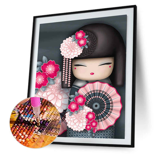 Kokeshi Doll 30*40CM(Canvas) Full Round Drill Diamond Painting