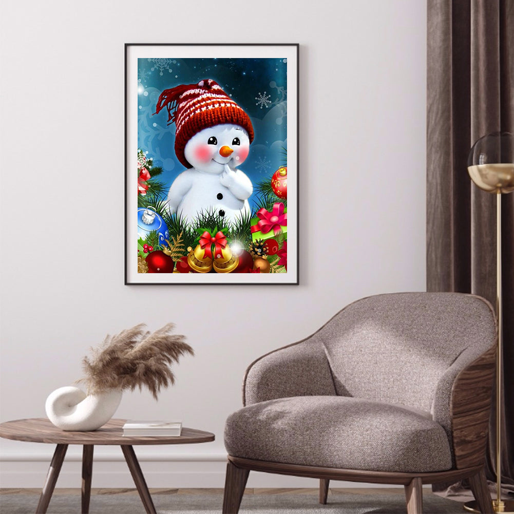 Red Cheeks Snowman 30*40CM(Canvas) Full Round Drill Diamond Painting