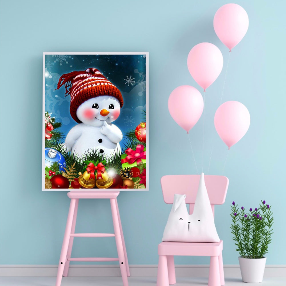 Red Cheeks Snowman 30*40CM(Canvas) Full Round Drill Diamond Painting