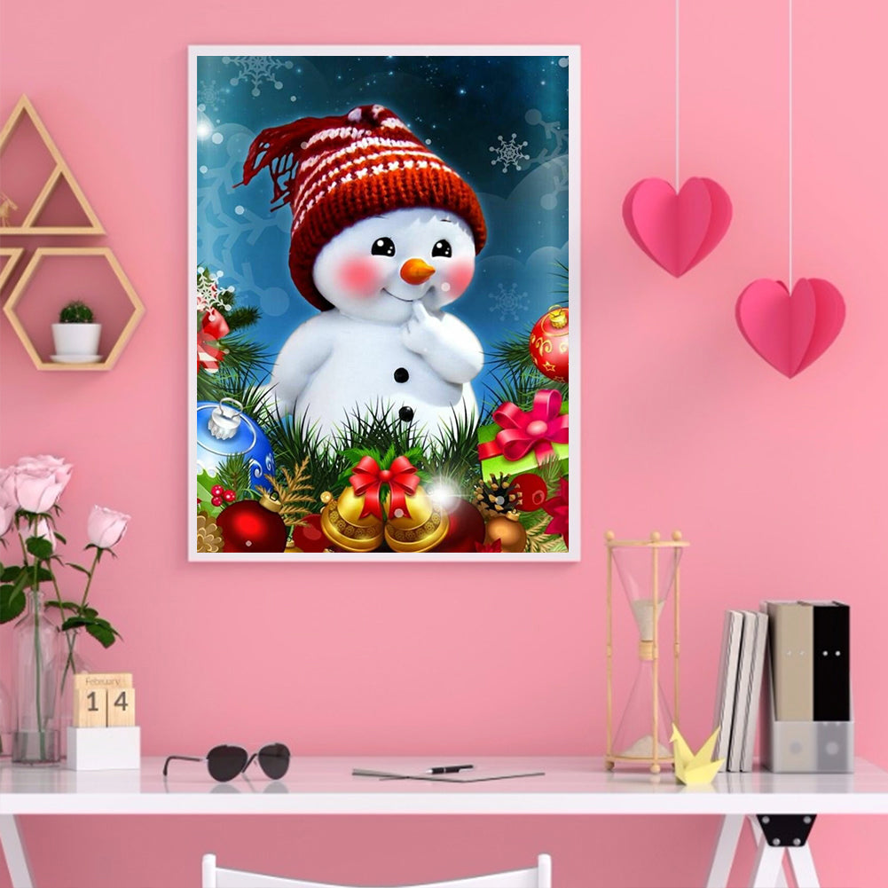Red Cheeks Snowman 30*40CM(Canvas) Full Round Drill Diamond Painting