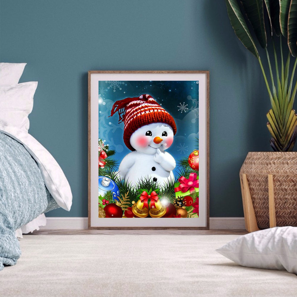 Red Cheeks Snowman 30*40CM(Canvas) Full Round Drill Diamond Painting