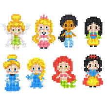 Load image into Gallery viewer, 8pcs Diamond Painting Cartoon Princess Stickers Funny Toy Adhesive Decals