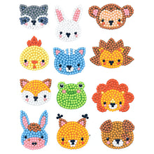 Load image into Gallery viewer, 12pcs DIY Painting Kit Color Animal Head Self-adhesive Rhinestone Sticker