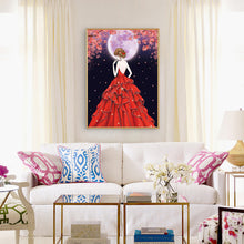 Load image into Gallery viewer, Red Dress Girl 30*40CM(Canvas) Special Shaped Drill Diamond Painting