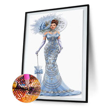 Load image into Gallery viewer, Blue Dress Beauty Handworks 30*60CM(Canvas) Full Round Drill Diamond Painting