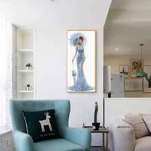 Load image into Gallery viewer, Blue Dress Beauty Handworks 30*60CM(Canvas) Full Round Drill Diamond Painting