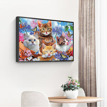 Load image into Gallery viewer, Four Cat in Flower 40*30cm(canvas) full round drill diamond painting
