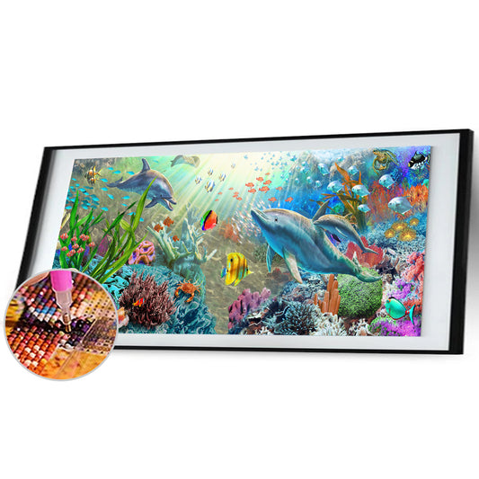 Ocean Dolphin 90*30CM(Canvas) Full Round Drill Diamond Painting