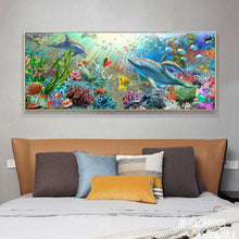 Load image into Gallery viewer, Ocean Dolphin 90*30CM(Canvas) Full Round Drill Diamond Painting