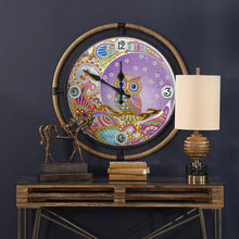 Load image into Gallery viewer, DIY Owl Special Shaped Rhinestones Round Metal Tin Diamond Painting Clock