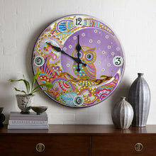 Load image into Gallery viewer, DIY Owl Special Shaped Rhinestones Round Metal Tin Diamond Painting Clock