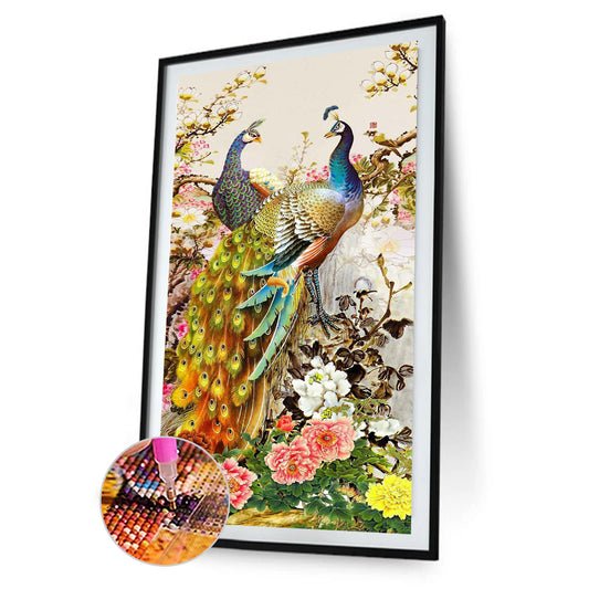Golden Peafowl 40*80CM(Canvas) Full Round Drill Diamond Painting