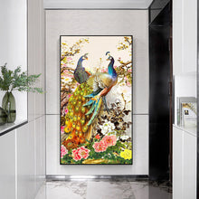 Load image into Gallery viewer, Golden Peafowl 40*80CM(Canvas) Full Round Drill Diamond Painting