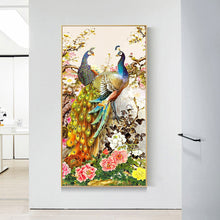 Load image into Gallery viewer, Golden Peafowl 40*80CM(Canvas) Full Round Drill Diamond Painting