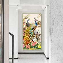 Load image into Gallery viewer, Golden Peafowl 40*80CM(Canvas) Full Round Drill Diamond Painting