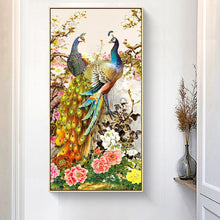 Load image into Gallery viewer, Golden Peafowl 40*80CM(Canvas) Full Round Drill Diamond Painting