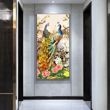 Load image into Gallery viewer, Golden Peafowl 40*80CM(Canvas) Full Round Drill Diamond Painting