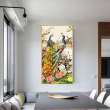 Load image into Gallery viewer, Golden Peafowl 40*80CM(Canvas) Full Round Drill Diamond Painting