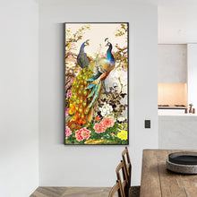Load image into Gallery viewer, Golden Peafowl 40*80CM(Canvas) Full Round Drill Diamond Painting