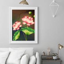 Load image into Gallery viewer, Pink Lotus 30*40CM(Canvas) Full Round Drill Diamond Painting