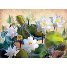 Load image into Gallery viewer, Elegant White Lotus 40*30CM(canvas) full round drill diamond painting