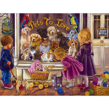 Load image into Gallery viewer, Cat Dog Family 40*30cm(canvas) full round drill diamond painting