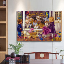 Load image into Gallery viewer, Cat Dog Family 40*30cm(canvas) full round drill diamond painting