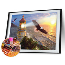 Load image into Gallery viewer, Eagle and Lighthouse 40*30cm (canvas) full round drill diamond painting