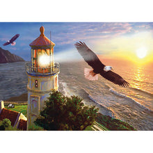 Load image into Gallery viewer, Eagle and Lighthouse 40*30cm (canvas) full round drill diamond painting