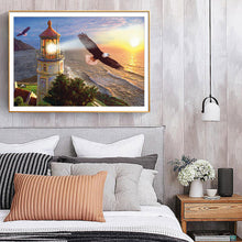 Load image into Gallery viewer, Eagle and Lighthouse 40*30cm (canvas) full round drill diamond painting