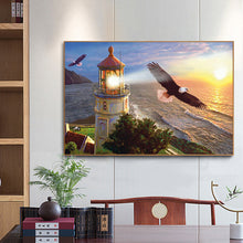 Load image into Gallery viewer, Eagle and Lighthouse 40*30cm (canvas) full round drill diamond painting