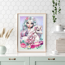 Load image into Gallery viewer, Horn Horse Girl 30*40cm (canvas) full round drill diamond painting