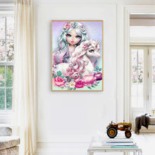 Load image into Gallery viewer, Horn Horse Girl 30*40cm (canvas) full round drill diamond painting
