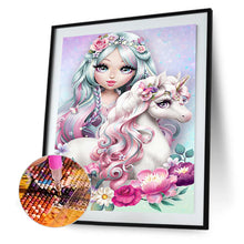 Load image into Gallery viewer, Horn Horse Girl 30*40cm (canvas) full round drill diamond painting