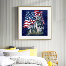 Load image into Gallery viewer, American Flag Wolf 30*30cm (canvas) full round drill diamond painting
