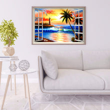 Load image into Gallery viewer, Sunset Window Beach 40*30cm (canvas) full round drill diamond painting