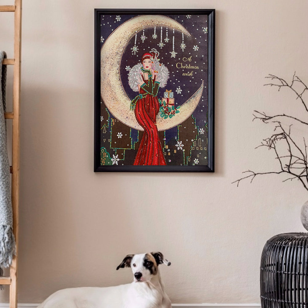 Diamond Painting - Special Shaped - Lady Sit In Moon