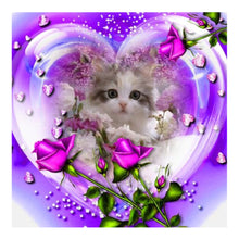 Load image into Gallery viewer, Rose Cat 30*30cm(canvas) full round drill diamond painting