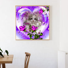 Load image into Gallery viewer, Rose Cat 30*30cm(canvas) full round drill diamond painting