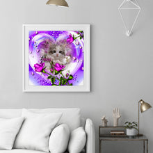 Load image into Gallery viewer, Rose Cat 30*30cm(canvas) full round drill diamond painting