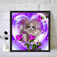Load image into Gallery viewer, Rose Cat 30*30cm(canvas) full round drill diamond painting