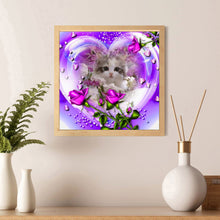 Load image into Gallery viewer, Rose Cat 30*30cm(canvas) full round drill diamond painting