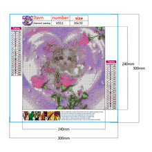 Load image into Gallery viewer, Rose Cat 30*30cm(canvas) full round drill diamond painting