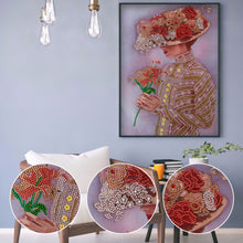 Load image into Gallery viewer, Diamond Painting - Partial Special Shaped - An expensive woman wearing a bowler hat (30*40cm)