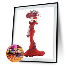 Load image into Gallery viewer, Diamond Painting - Partial Special Shaped - Lady in red dress (30*60cm)